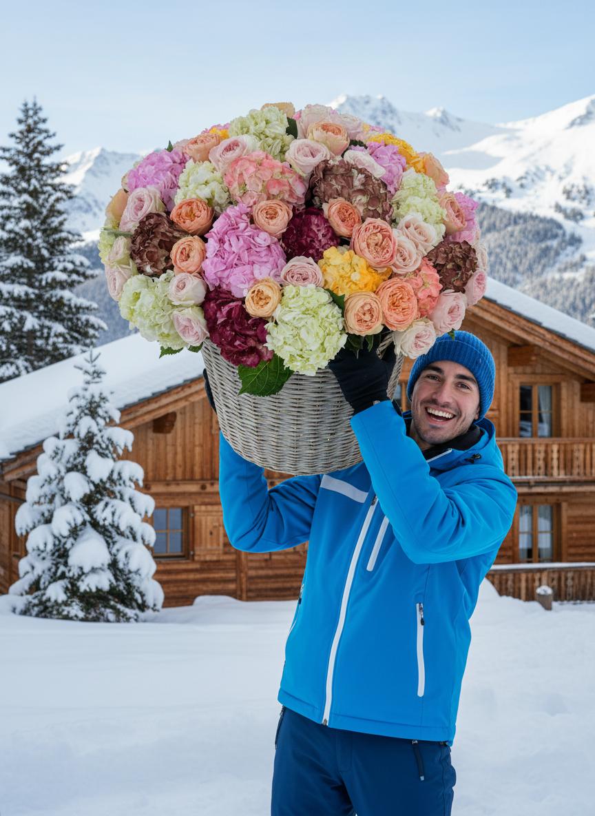 Création florale d’exception réalisée sur mesure à Courchevel